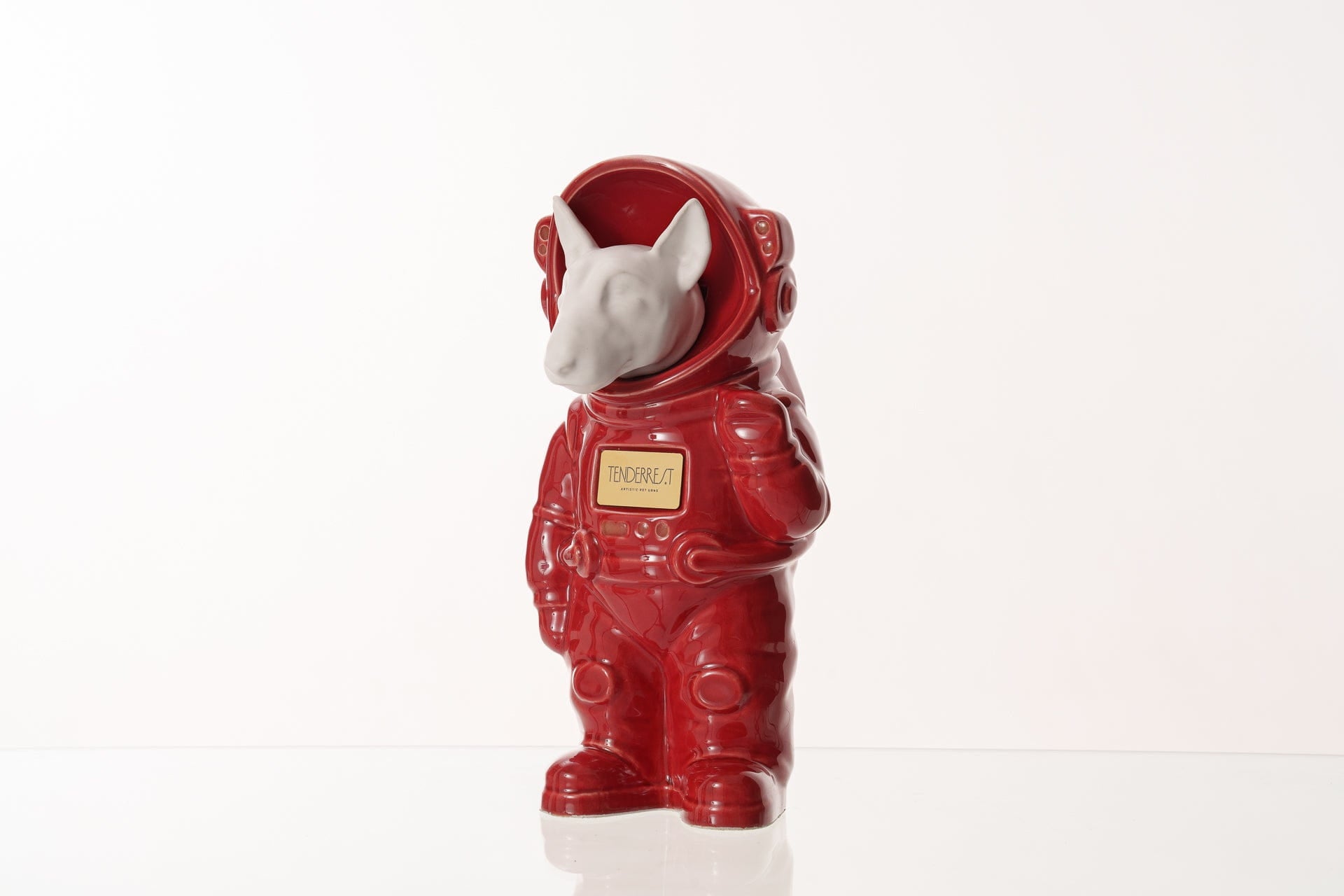 Pulvis Art Urns Pet Cremation Urn Red / White Matte / No Dog Cremation Urn Bull Terrier - Customizable Figure | Pet Urn