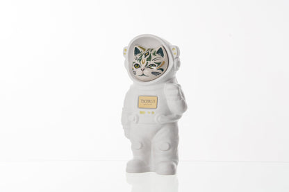 Pulvis Art Urns Pet Cremation Urn Lunar / White Matte / Yes (+$50) Hand Decorated Pet Urn - Cat | Ceramic Handmade Figure