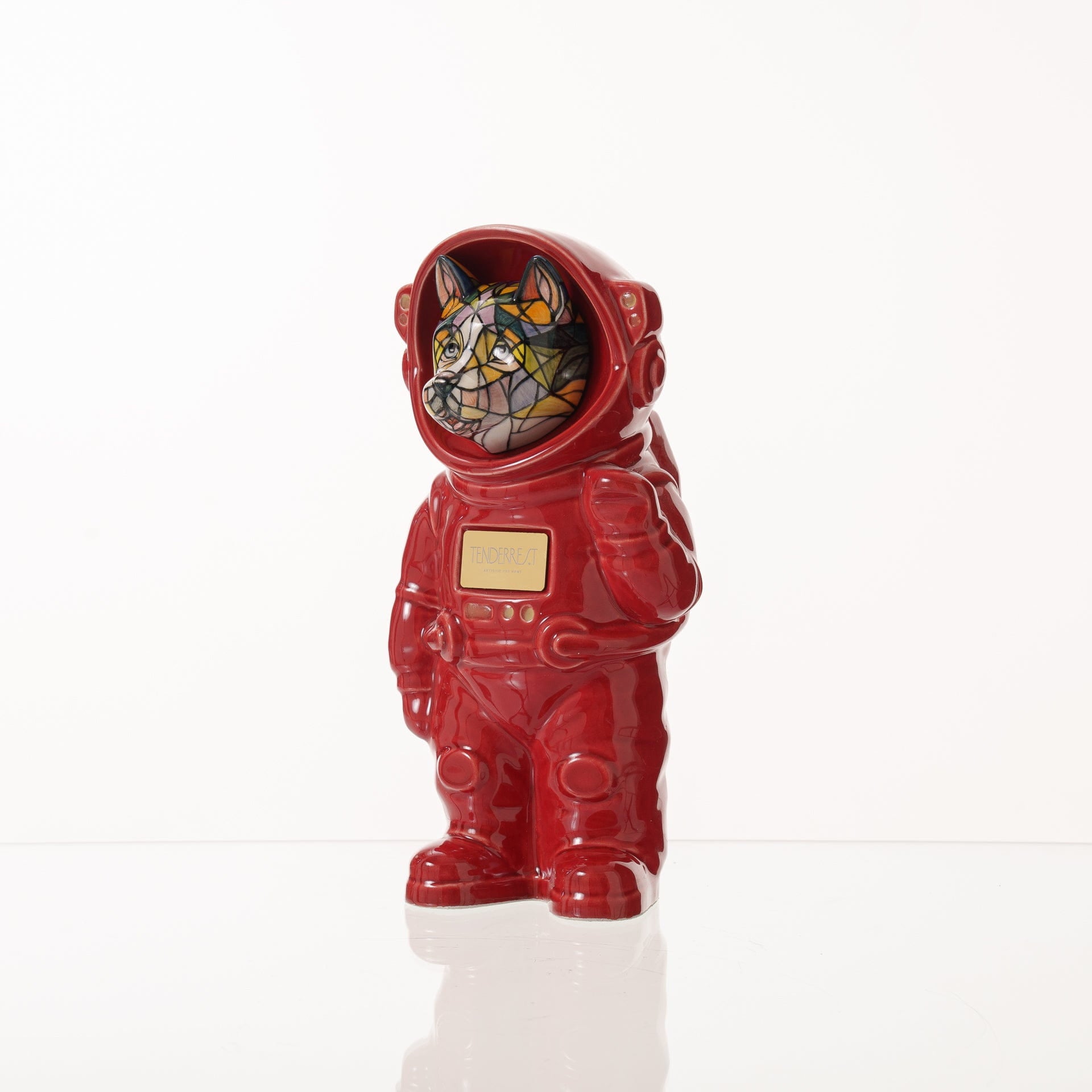 Pulvis Art Urns Pet Cremation Urn Polaris / Red / Yes (+$50) Hand Decorated Pet Urn - Dog | Ceramic Handmade Figure