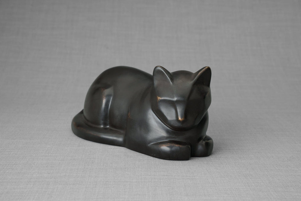 Pulvis Art Urns Pet Urn Cast Bronze Cat Urn "At Rest" | Dark Matte Patina | Cast Bronze