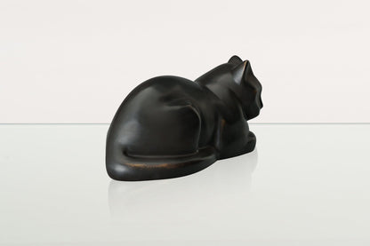 Cast Bronze Cat Urn "At Rest" | Dark Matte Patina | Cast Bronze Urn - Pulvis Art Urns