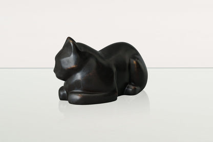 Cast Bronze Cat Urn "At Rest" | Dark Matte Patina | Cast Bronze Urn - Pulvis Art Urns