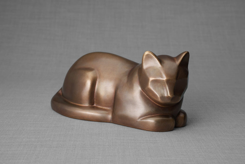 Pulvis Art Urns Pet Urn Cast Bronze Cat Urn "At Rest" | Premium Quality Bronze