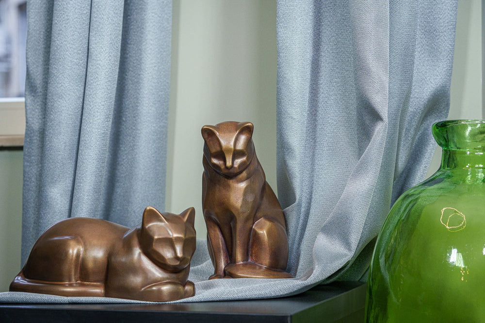 Pulvis Art Urns Pet Urn Cast Bronze Cat Urn "At Rest" | Premium Quality Bronze