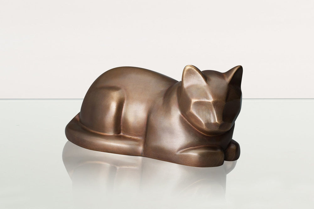 Pulvis Art Urns Pet Urn Cast Bronze Cat Urn "At Rest" | Premium Quality Bronze Urn