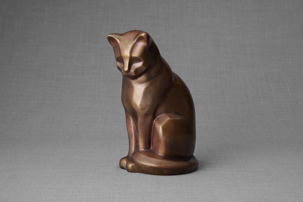 Cast Bronze Cat Urn 