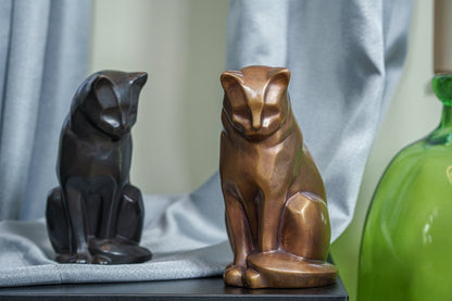Cast Bronze Cat Urn "Neko" | Dark Matte Patina | Cast Bronze Urn - Pulvis Art Urns