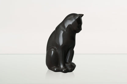 Cast Bronze Cat Urn "Neko" | Dark Matte Patina | Cast Bronze Urn - Pulvis Art Urns