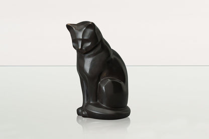 Cast Bronze Cat Urn "Neko" | Dark Matte Patina | Cast Bronze Urn - Pulvis Art Urns