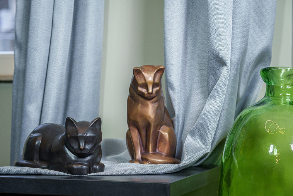 Pulvis Art Urns Pet Urn Cast Bronze Cat Urn "Neko" | Premium Quality Bronze