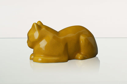 Cat Cremation Urn for Ashes - Amber Yellow | Ceramic | Handmade Cat Urn - Pulvis Art Urns