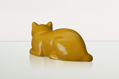 Cat Cremation Urn for Ashes - Amber Yellow | Ceramic | Handmade Cat Urn - Pulvis Art Urns
