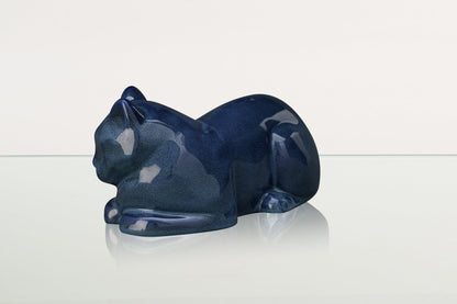 Cat Cremation Urn for Ashes - Blue Melange | Ceramic | Handmade Cat Urn - Pulvis Art Urns