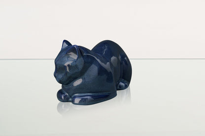 Cat Cremation Urn for Ashes - Blue Melange | Ceramic | Handmade Cat Urn - Pulvis Art Urns
