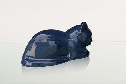 Cat Cremation Urn for Ashes - Blue Melange | Ceramic | Handmade Cat Urn - Pulvis Art Urns