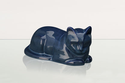 Cat Cremation Urn for Ashes - Blue Melange | Ceramic | Handmade Cat Urn - Pulvis Art Urns