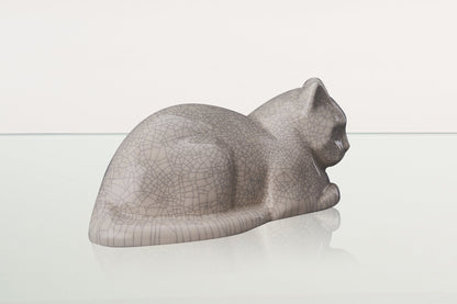 Cat Cremation Urn for Ashes - Craquelure | Ceramic | Handmade Pet Urn - Pulvis Art Urns