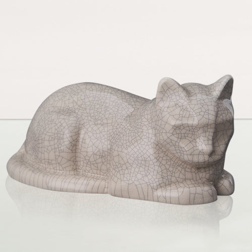 Cat Cremation Urn for Ashes - Craquelure | Ceramic | Handmade Pet Urn - Pulvis Art Urns