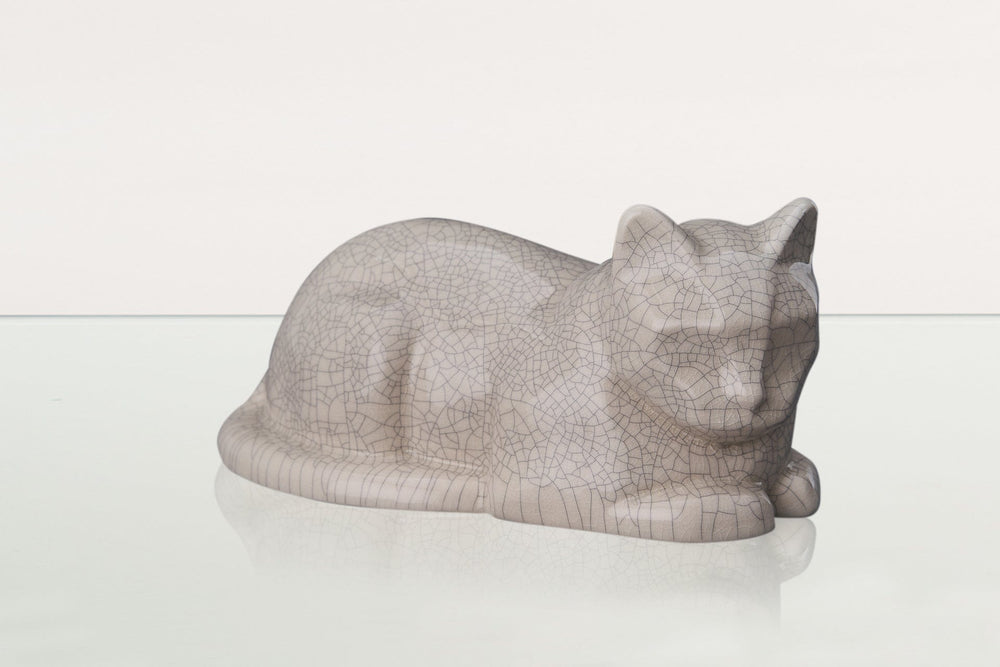 Pulvis Art Urns Pet Urn Cat Cremation Urn for Ashes - Craquelure | Ceramic | Handmade Pet Urn