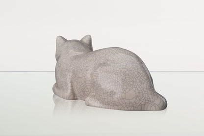 Cat Cremation Urn for Ashes - Craquelure | Ceramic | Handmade Pet Urn - Pulvis Art Urns