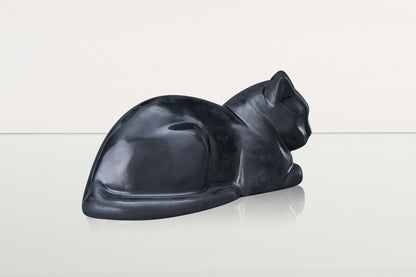 Cat Cremation Urn for Ashes - Dark Matte | Ceramic | Handmade Pet Urn - Pulvis Art Urns