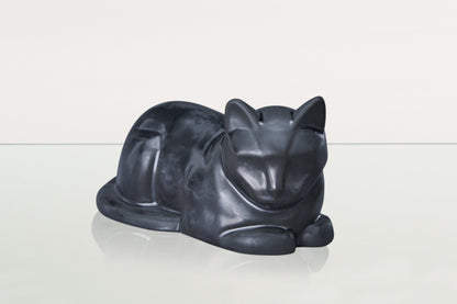 Cat Cremation Urn for Ashes - Dark Matte | Ceramic | Handmade Pet Urn - Pulvis Art Urns