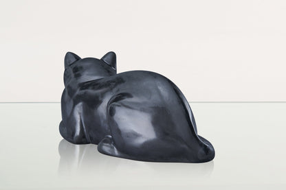 Cat Cremation Urn for Ashes - Dark Matte | Ceramic | Handmade Pet Urn - Pulvis Art Urns