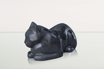 Cat Cremation Urn for Ashes - Dark Matte | Ceramic | Handmade Pet Urn - Pulvis Art Urns