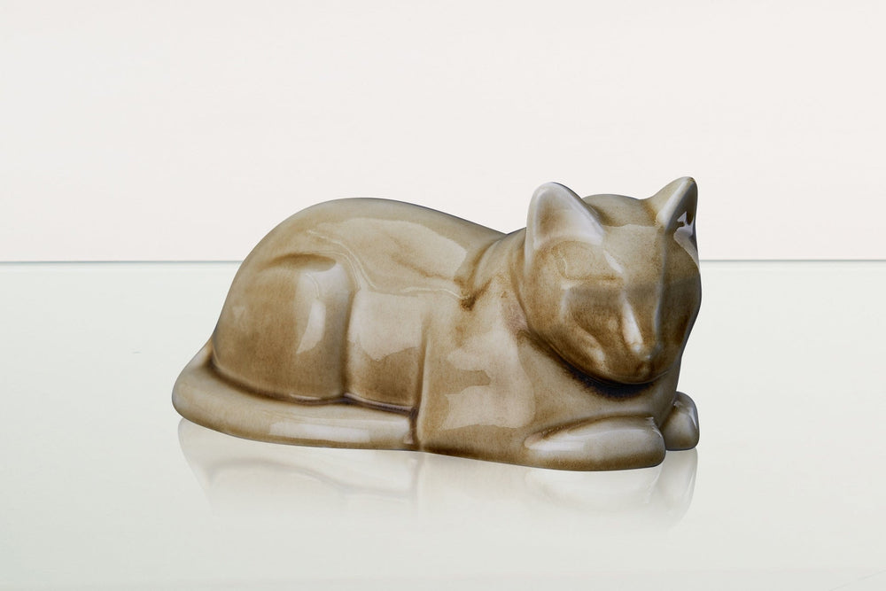 Pulvis Art Urns Pet Urn Cat Cremation Urn for Ashes - Dark Sand | Ceramic | Handmade Pet Urn