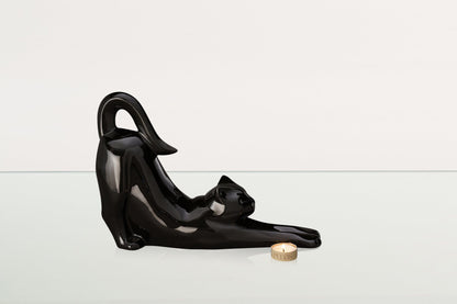 Cat Cremation Urn For Ashes "Grace" - Lamp Black | Ceramic Pet Urn - Pulvis Art Urns