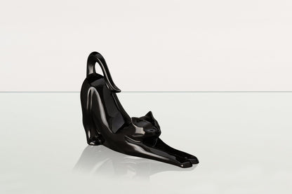 Cat Cremation Urn For Ashes "Grace" - Lamp Black | Ceramic Pet Urn - Pulvis Art Urns