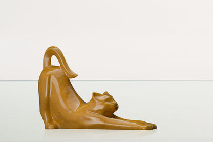 Cat Cremation Urn For Ashes "Grace" - Аmber Yellow | Ceramic Pet Urn - Pulvis Art Urns