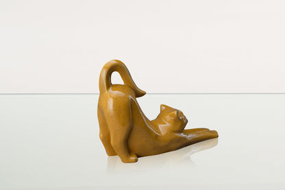 Cat Cremation Urn For Ashes "Grace" - Аmber Yellow | Ceramic Pet Urn - Pulvis Art Urns