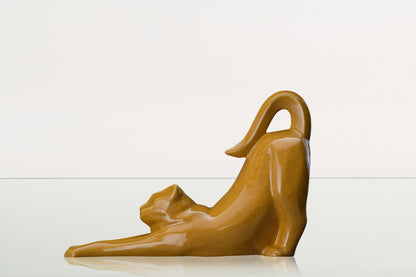 Cat Cremation Urn For Ashes "Grace" - Аmber Yellow | Ceramic Pet Urn - Pulvis Art Urns