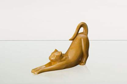 Cat Cremation Urn For Ashes "Grace" - Аmber Yellow | Ceramic Pet Urn - Pulvis Art Urns