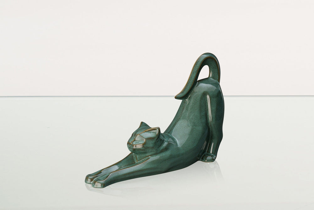 Pulvis Art Urns Pet Urn Cat Cremation Urn For Ashes "Grace" - Oily Green Melange | Ceramic Pet Urn