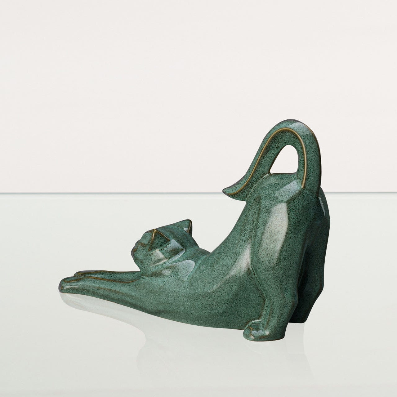 Cat Cremation Urn For Ashes "Grace" - Oily Green Melange | Ceramic Pet Urn - Pulvis Art Urns