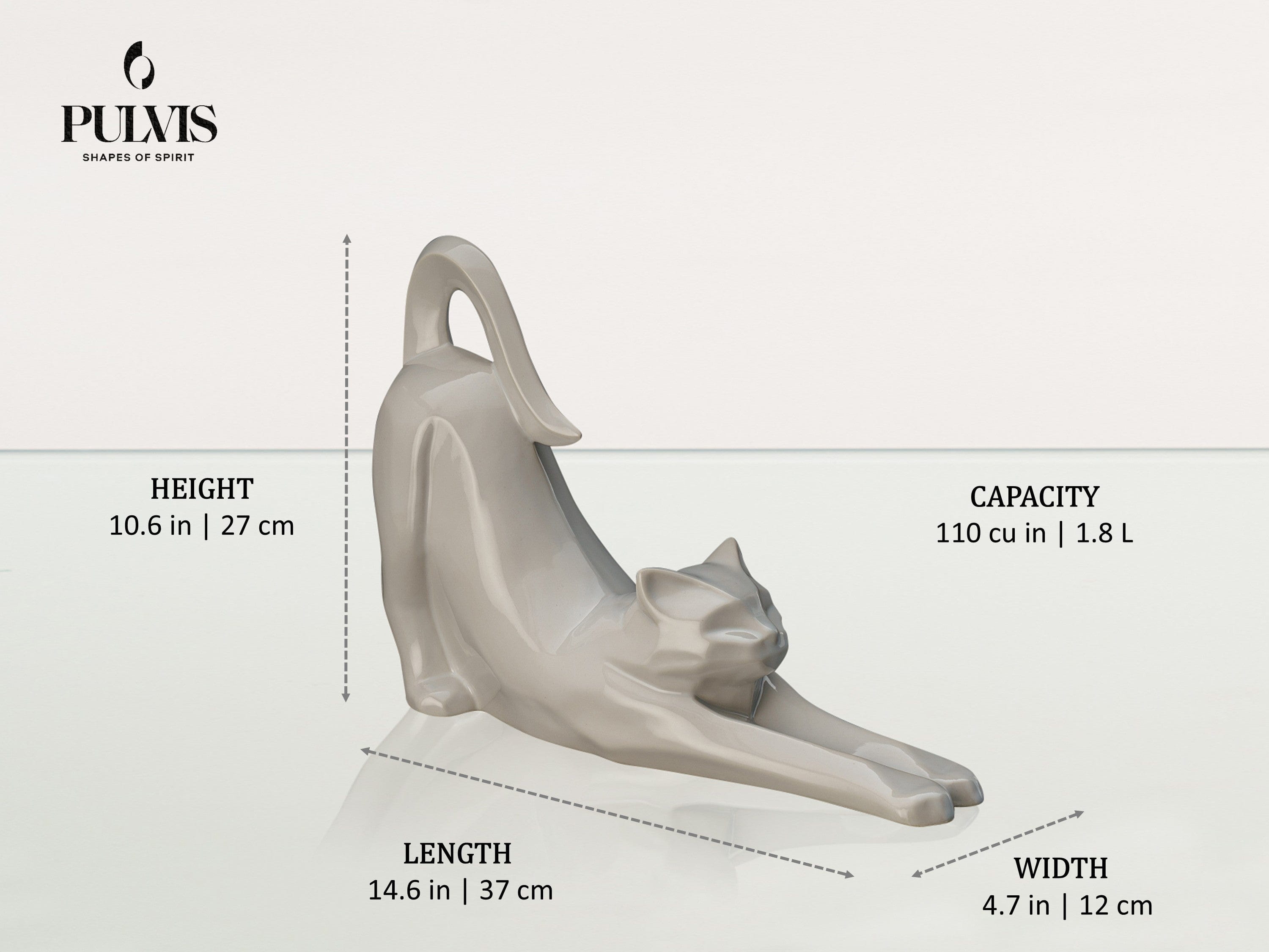 Pulvis Art Urns Pet Urn Cat Cremation Urn For Ashes "Grace" - Ceramic Pet Urn