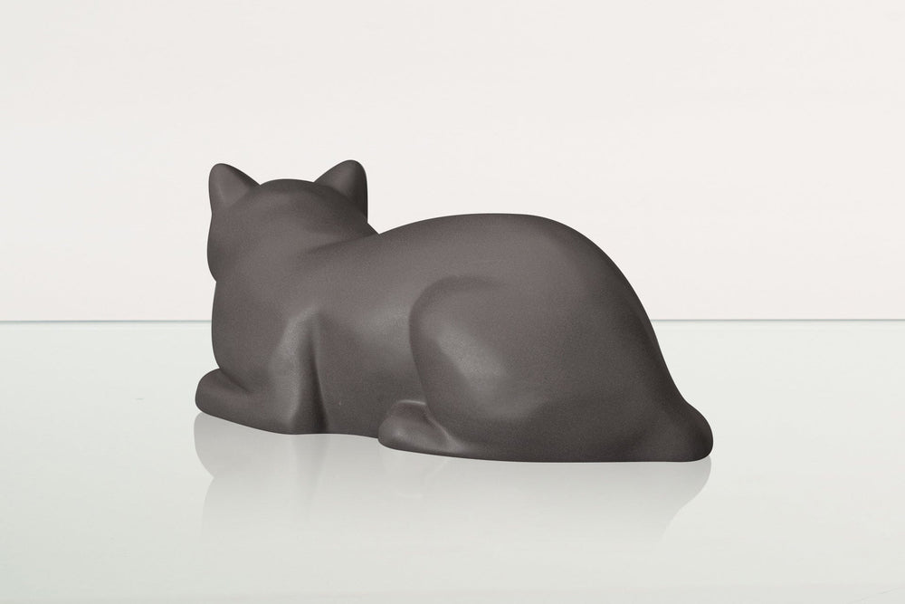 Pulvis Art Urns Pet Urn Cat Cremation Urn for Ashes - Gray Matte | Ceramic | Handmade Cat Urn
