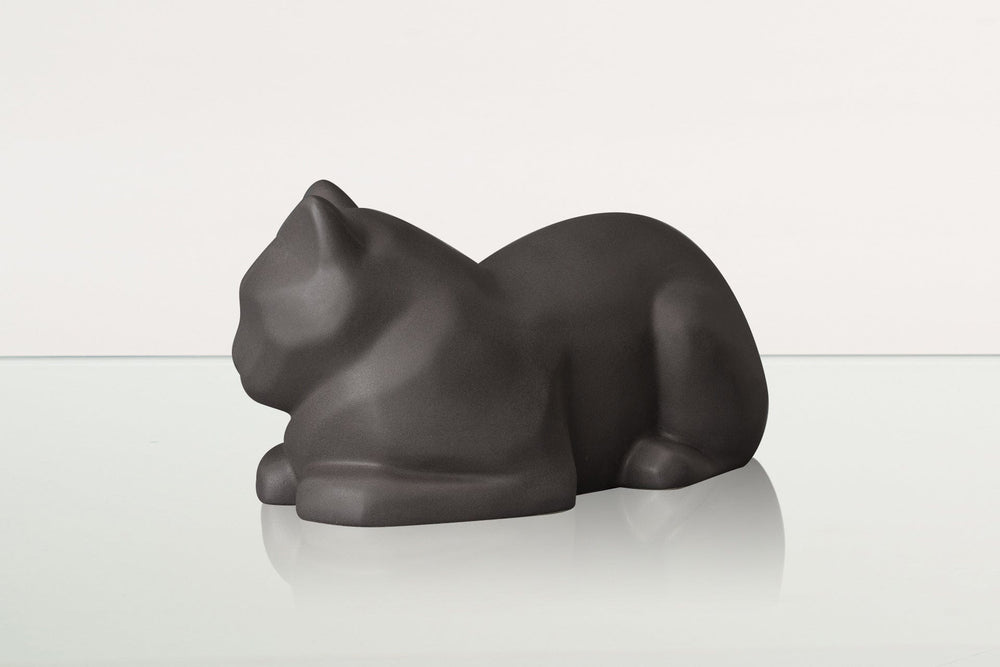 Pulvis Art Urns Pet Urn Cat Cremation Urn for Ashes - Gray Matte | Ceramic | Handmade Cat Urn