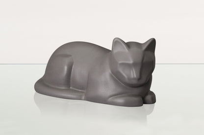 Cat Cremation Urn for Ashes - Gray Matte | Ceramic | Handmade Cat Urn - Pulvis Art Urns