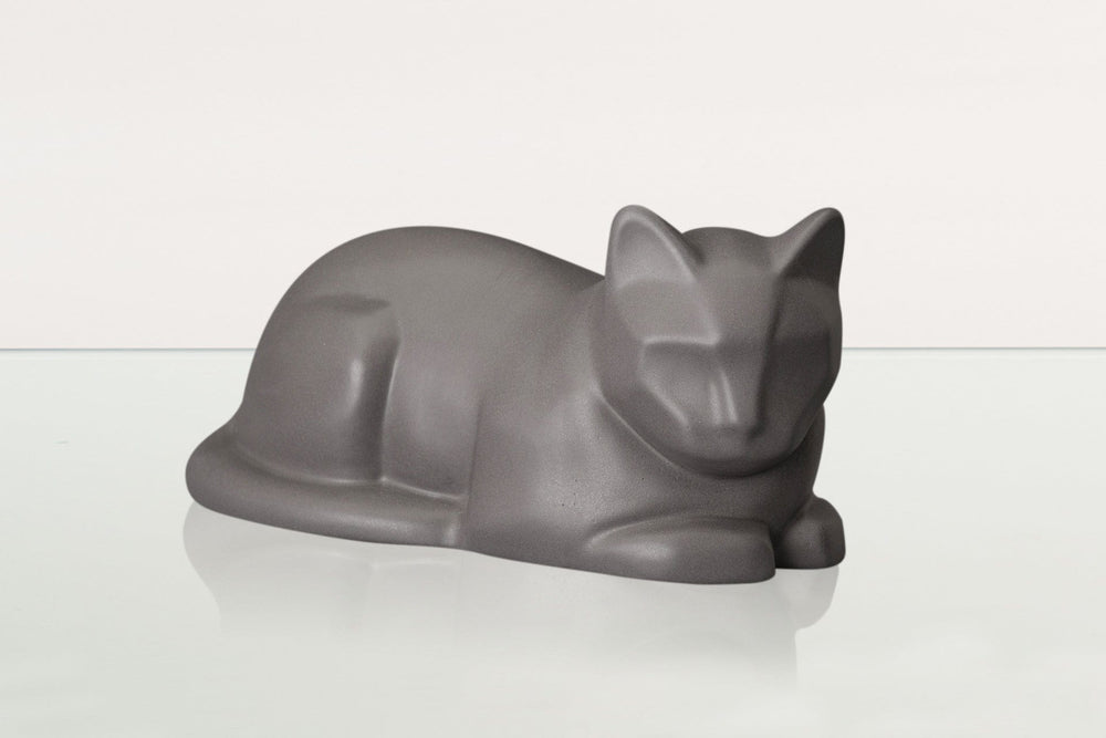 Pulvis Art Urns Pet Urn Cat Cremation Urn for Ashes - Gray Matte | Ceramic | Handmade Cat Urn