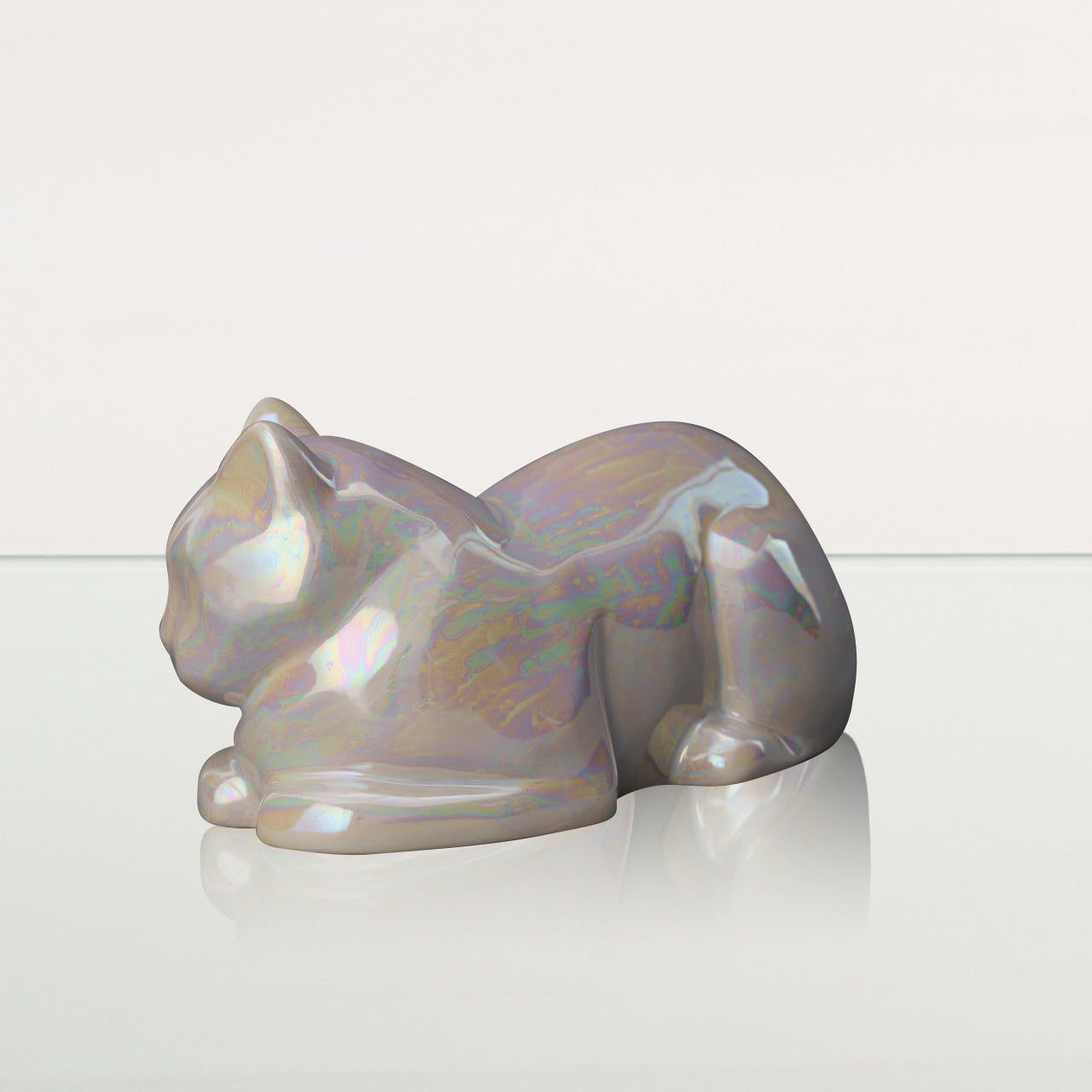 Cat Cremation Urn for Ashes - Pearly White | Ceramic | Handmade Pet Urn - Pulvis Art Urns