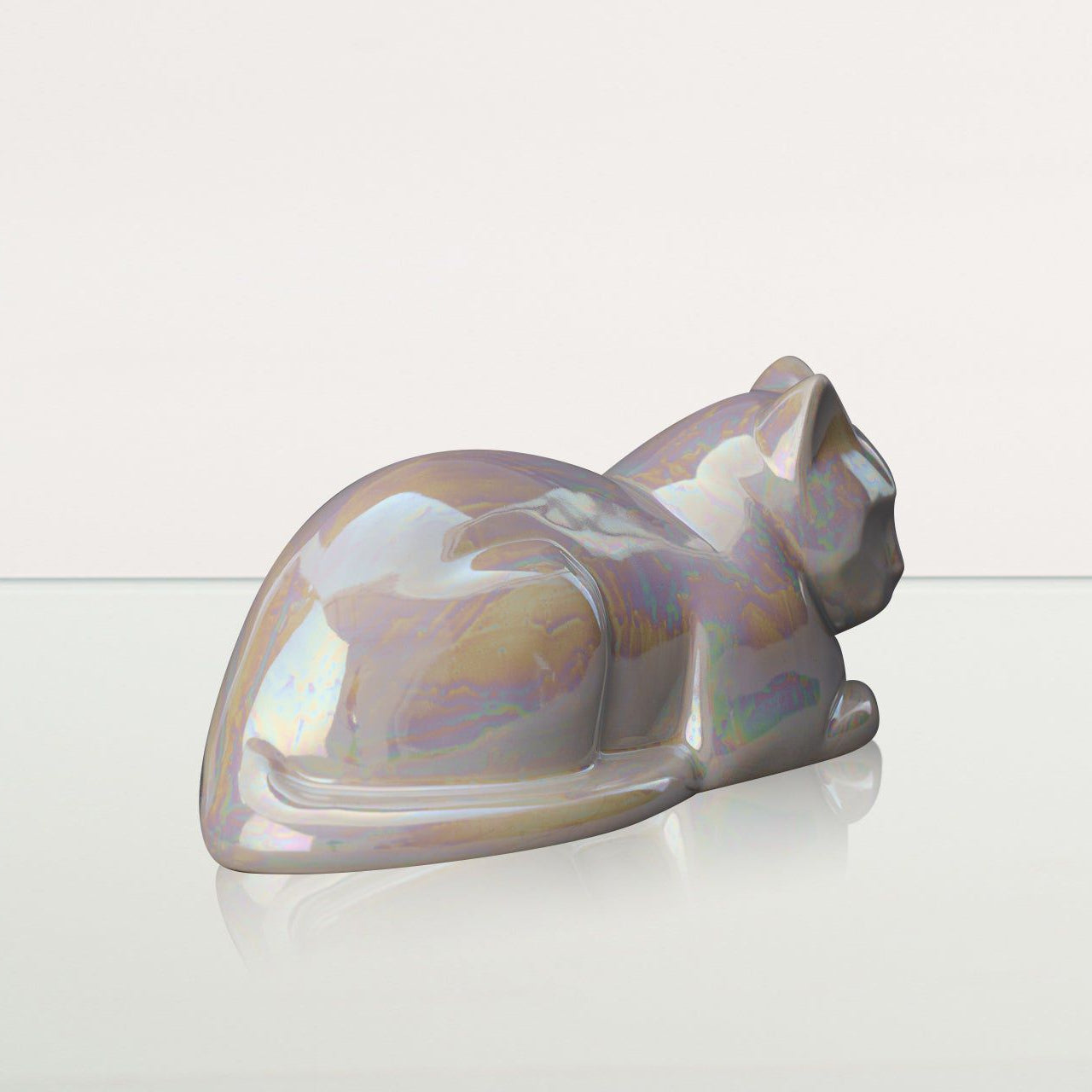 Cat Cremation Urn for Ashes - Pearly White | Ceramic | Handmade Pet Urn - Pulvis Art Urns