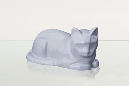 Cat Cremation Urn for Ashes - White | Ceramic | Handmade Pet Urn - Pulvis Art Urns