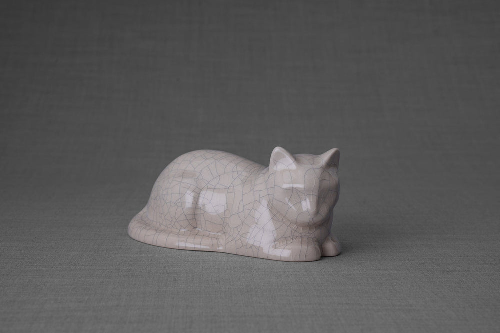 Pulvis Art Urns Pet Urn Copy of Mini Laying Cat Cremation Urn - Craquelure| Ceramic