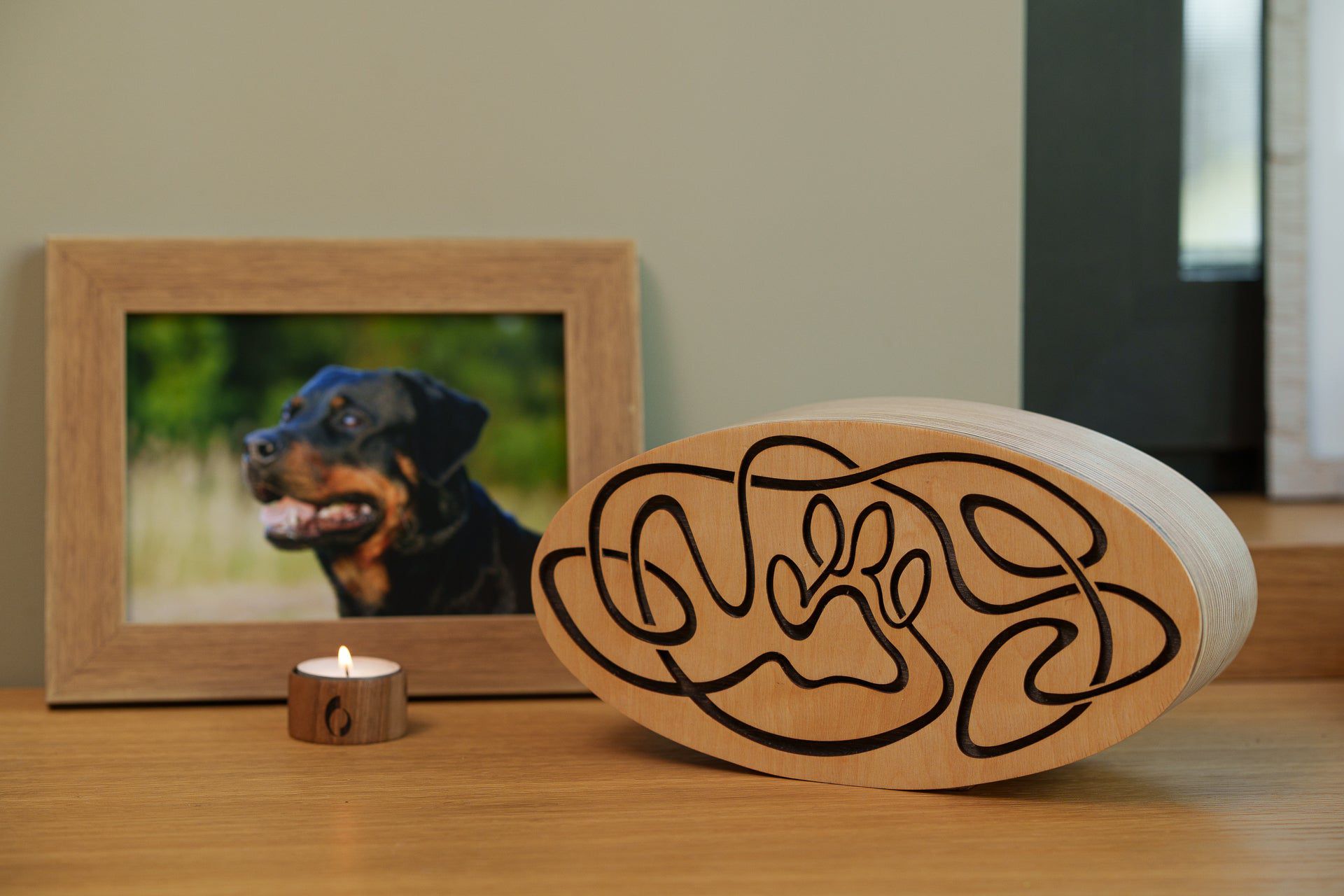 Cosmic Paw Cremation Urn - Plywood | Pet Urn - Pulvis Art Urns