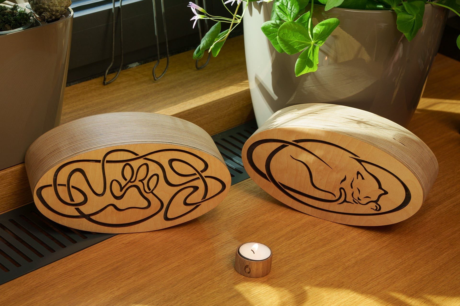 Cosmic Paw Cremation Urn - Plywood | Pet Urn - Pulvis Art Urns