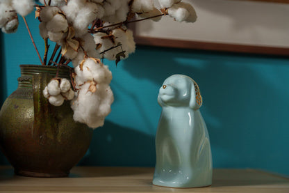 "Cuddle" Pet Urn for Dog - Baby Blue | Ceramic | Handmade - Pulvis Art Urns