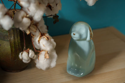 "Cuddle" Pet Urn for Dog - Baby Blue | Ceramic | Handmade - Pulvis Art Urns